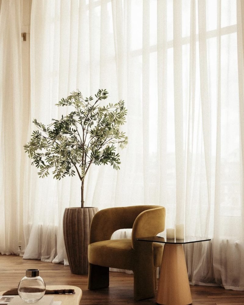 Voilages sur mesure pour verrière double hauteur